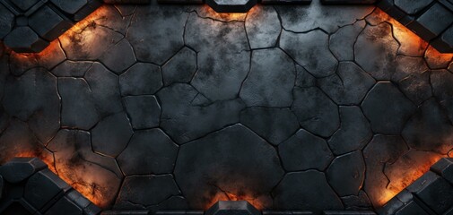 A dark background with fire and lava. Generative AI. - obrazy, fototapety, plakaty