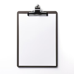 Checklist on a dark clipboard, isolate on white background,close up