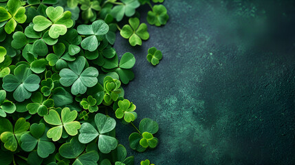 shamrock st patricks day,  Carpet of Clover Co[py Space, St. Patrick's Day banner, clover, background, bokeh, wide, copyspace. Generative AI 