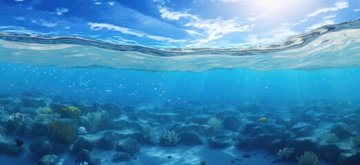 This photo captures the vibrant colors and diverse marine life of a coral reef, showcasing the bustling activity and intricate structures beneath the surface of the ocean.