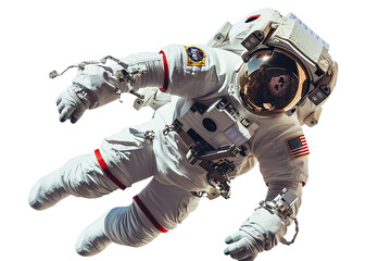Astronaut isolated. facing forward. Spaceman flight. Spacewalk.  - obrazy, fototapety, plakaty