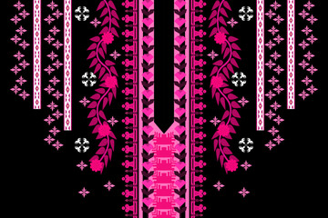 Ethnic neck embroidery luxury geometric traditional pattern. Native Aztec oriental design for neckline, necklace, element, texture, collar decor, decorative, t shirt, neck tie, border design, printing