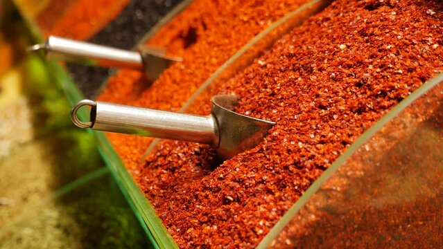 various spices in store in istanbul .