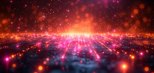 Obraz premium Abstract Digital Particles Network Sparkling Background.