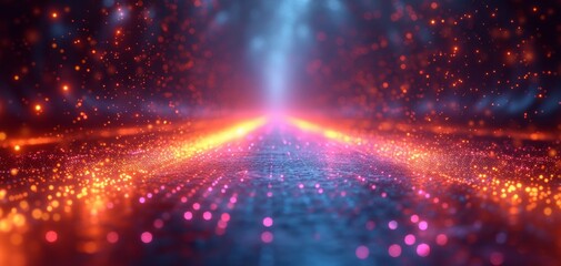 Fototapeta premium Abstract Digital Particles Network Sparkling Background.