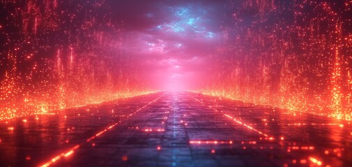 Abstract Digital Particles Network Sparkling Background.