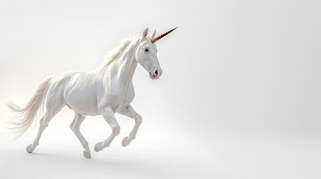 A white horse on white background, generative ai