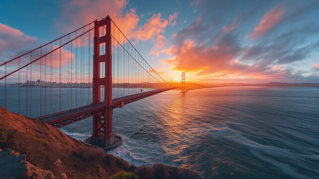 Sunset Splendor over Golden Gate: A San Francisco Icon Unveiled