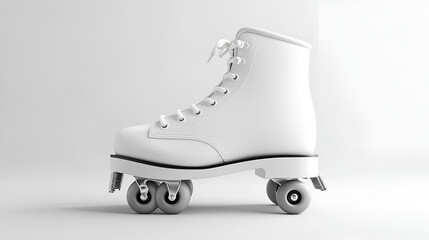 women roller skates quad with red wheels,  side view women white quad roller skate, White Background, Generative AI 