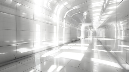 A white modern tunnel with light. generative ai