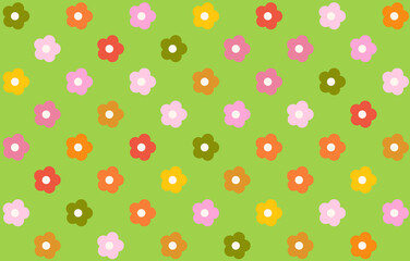 Lime Green Trendy Flower Retro Print