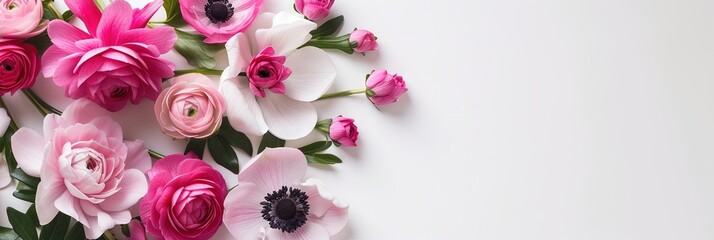 Obraz na płótnie Canvas Pink wedding flowers on solid background
