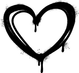Spray Painted Graffiti heart icon isolated with a white background. graffiti love icon with over spray in black over white.  © Doa Bunda