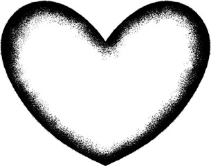 Spray Painted Graffiti heart icon isolated with a white background. graffiti love icon with over spray in black over white. 