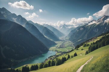 Fototapeta na wymiar Beautiful view of landscape near Zell Am See in the Kaprun region, Salzburg, Austria