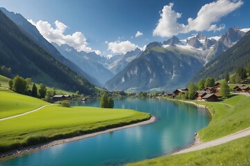 Naklejka na ściany i meble Beautiful view of landscape near Zell Am See in the Kaprun region, Salzburg, Austria