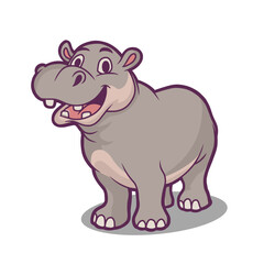 Vector Hight Quality | Cartoon illustration of a hippo animal.