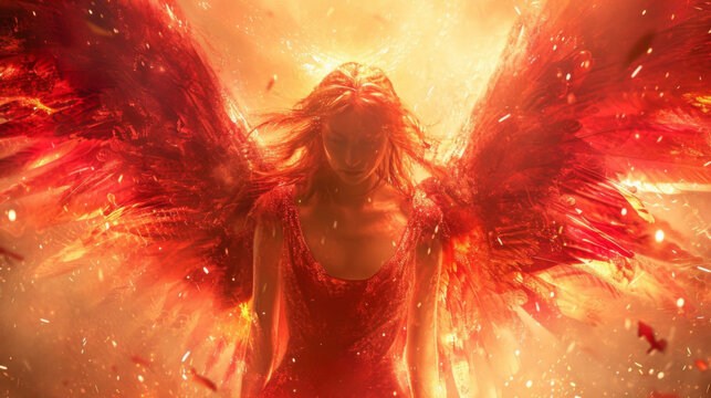 With fiery red wings and a determined expression Archangel Uriel exudes the energy of justice and illumination as the angel of wisdom and light.