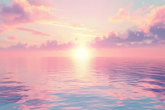 a dreamy birthday background featuring a pastel sunset casting a warm glow over tranquil waters 