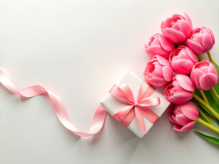 Collection of Tulips Bouquet Valentines Day background