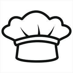 chefs hat flat icon outline in the style of simple vector