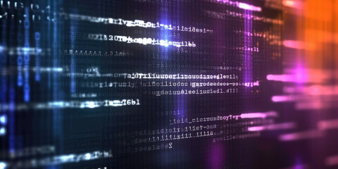 Computer software programming. For Artificial Intelligence (AI), technology product concept, Big data processing, machine learning, crypto currency, tech background, futuristic code antivirus