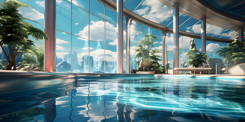 Luxury swimming pool in hotel