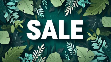 green background with the word SALE - obrazy, fototapety, plakaty