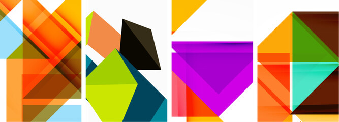 Fototapeta premium Triangle poster set for wallpaper, business card, cover, poster, banner, brochure, header, website