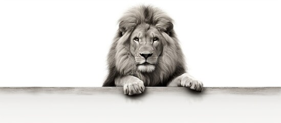 Portrait of a beautiful lion. white background