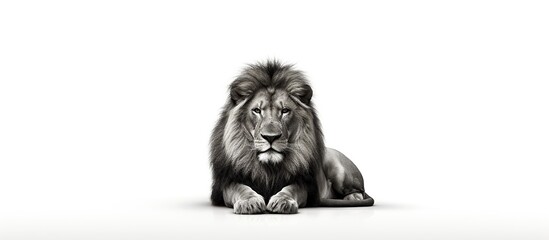 Portrait of a beautiful lion. white background