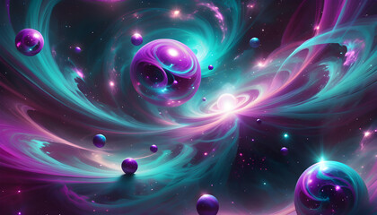 cosmic space background with planets and galaxies