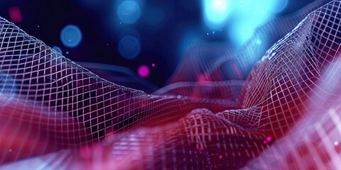 Naklejka premium 3d abstract wave structure geometry wire frame. technology futuristic background