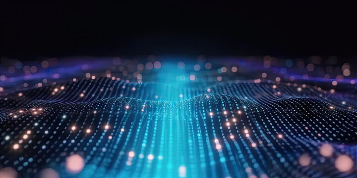 3d abstract dots representing digital binary data. Concept for big data, deep machine learning, artificial intelligence, business technology background. virtualization, futuristic,