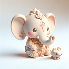3D Blender-style image of a cute, mini-sized Ganesha