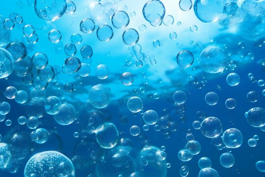 Underwater scene with air bubbles,  Underwater background with air bubbles