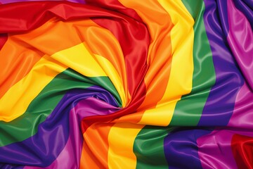 Fabric silk texture with a pattern of the LGBT flag