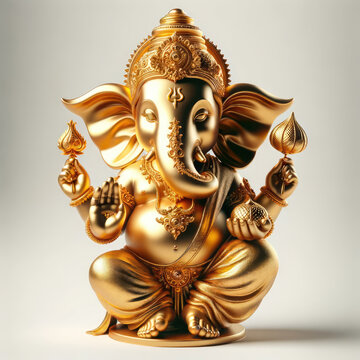 Design a 3D Blender-style image featuring a mini-sized Ganesha