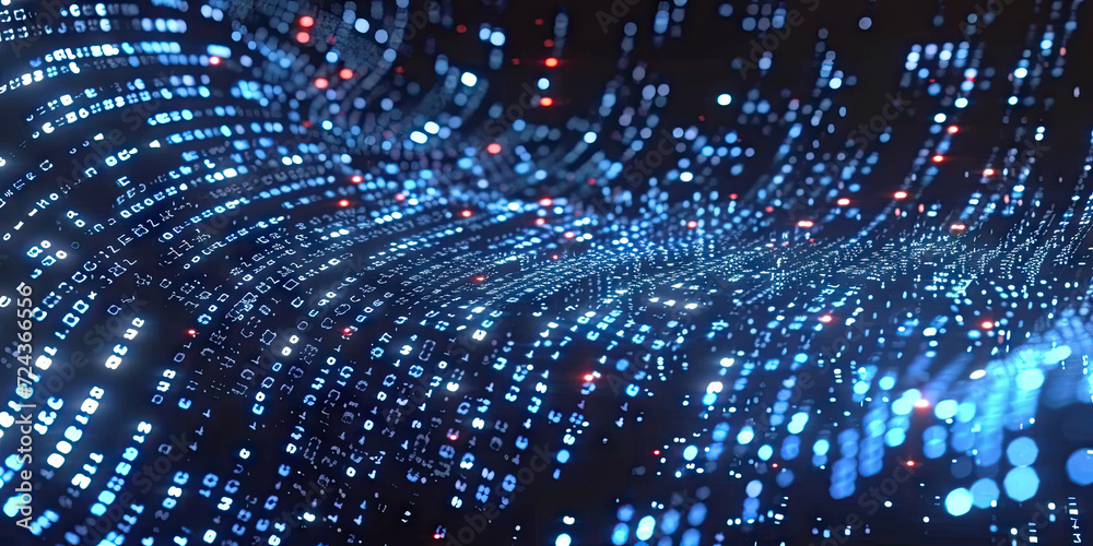 Poster blur binary data background. concept for big data, deep machine learning, artificial intelligence. b