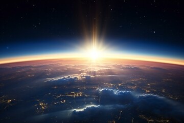 Sunrise over the planet Earth - obrazy, fototapety, plakaty