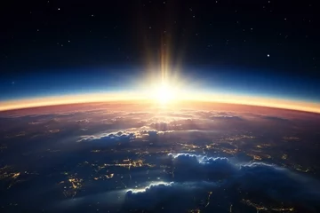 Deurstickers Sunrise over the planet Earth © Quan