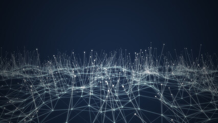 Network connection structure. Big data. Connecting points and lines. Abstract technology background with dynamic wave. 3d render