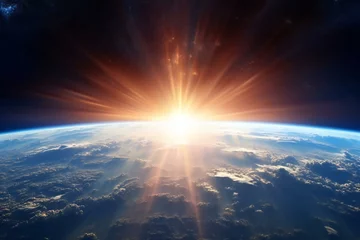 Foto auf Acrylglas Sunrise over the planet Earth © Quan
