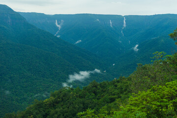 Fototapeta premium View of the mountains and Bangladesh valley from Nongwar