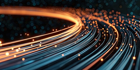 fiber optic  fast moving lines. High speed motion blur. Concept of leading in business, Hi tech products, business plan, goals and achievement, advanced technology evolution. 3d rende