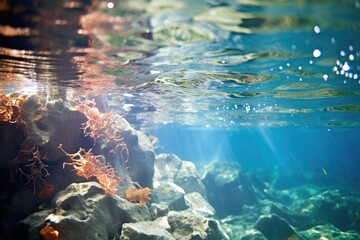 Crystalline Waters: Coral in crystal-clear waters.