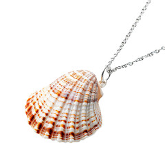 Seashell necklace, isolated PNG object