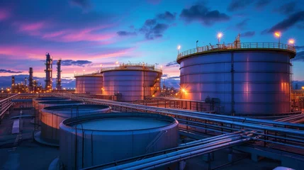Fotobehang An oil storage tank set against a blue sky with lights © Media Srock