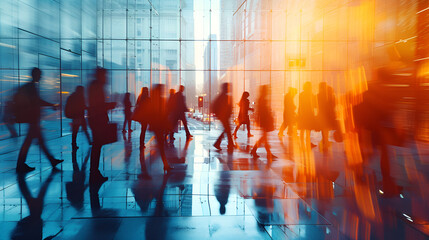 Business People Walking Commuter Travel Motion City, generative ai