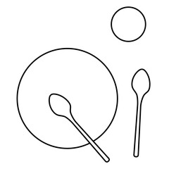 Plate, spoons and glass